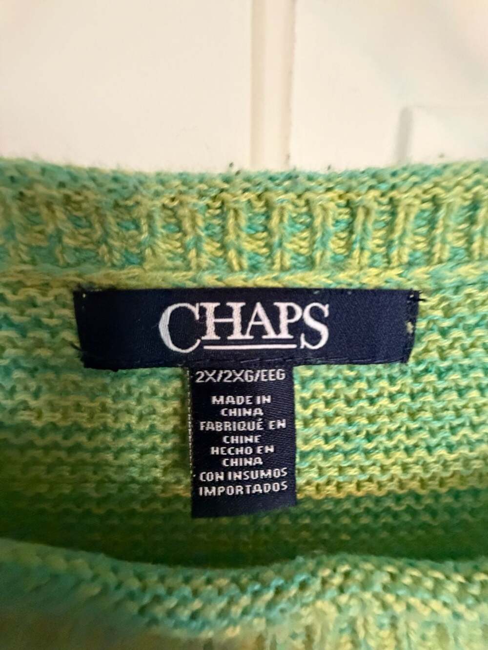 Chaps Women's Green to Blue Ombré Knit Pullover Sweater Size 2X - Picture 2 of 5